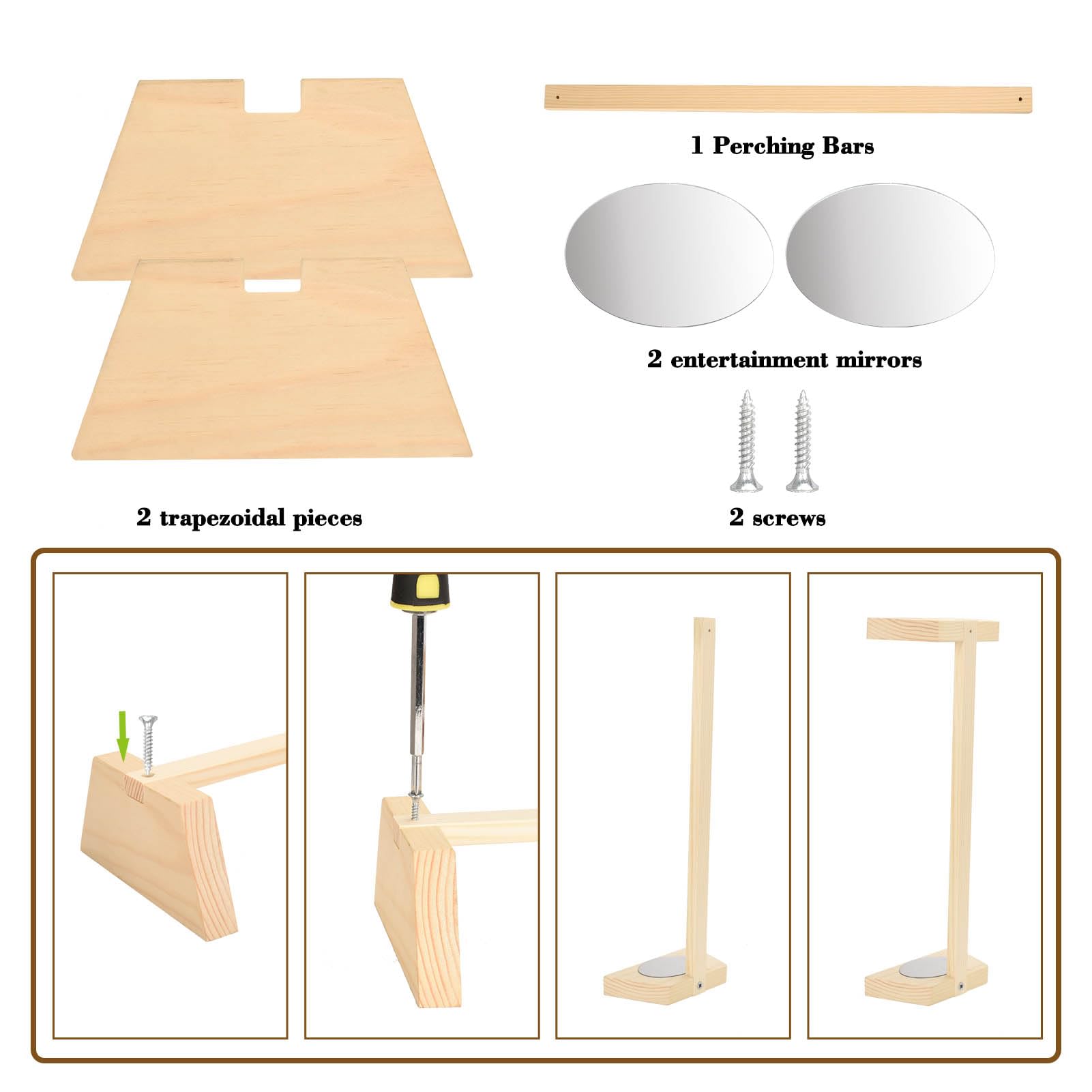 Chicken Perch for Brooder with Mirror S SANGLE SOPFFY Baby Chicken Supplies Chicken Toys Chick Jungle Gym Roosting Bar Coop and Brooder Training Chicken Stand Toy for Chicks Parrots Pets,Trapezoidal…