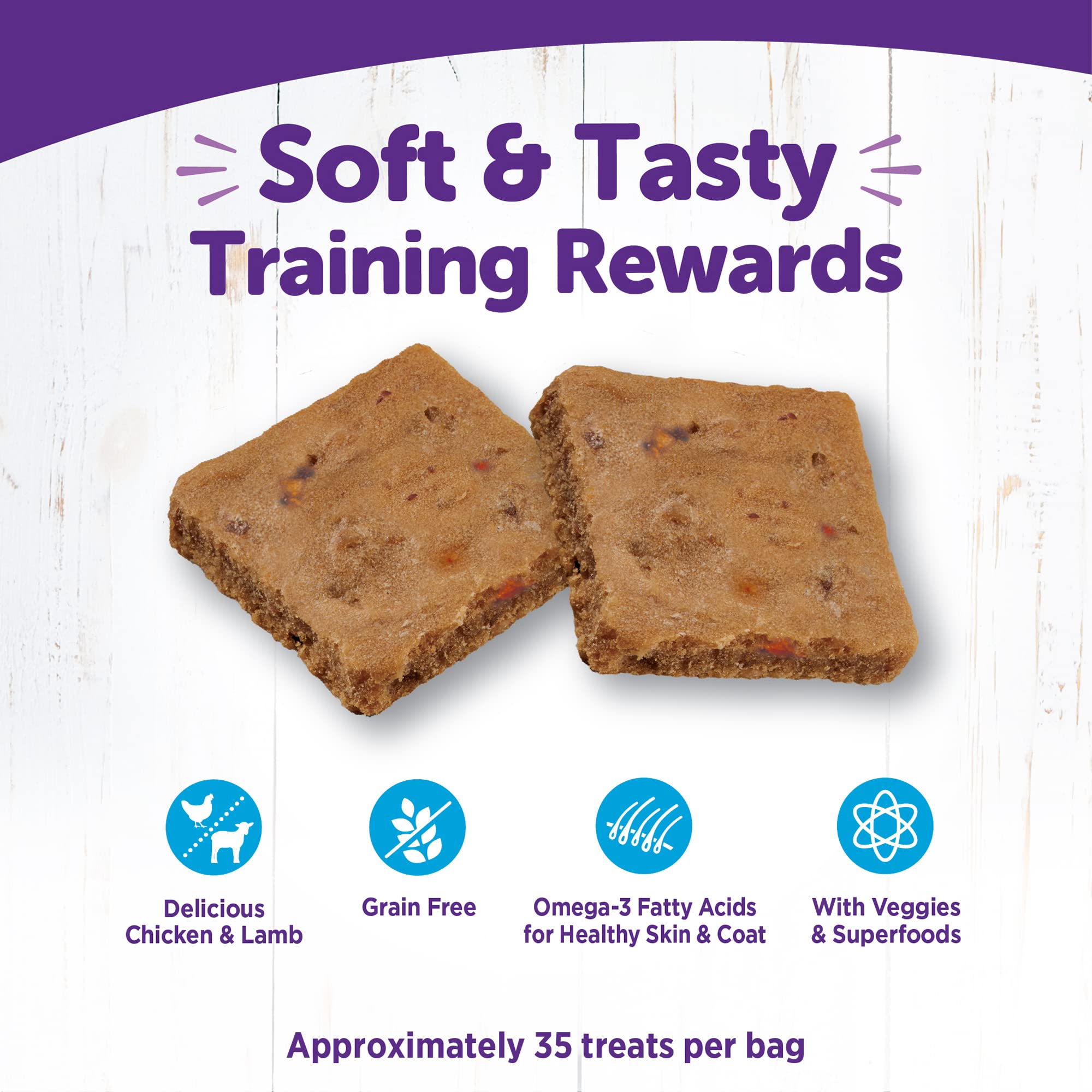 Wellness Rewarding Life Grain-Free Soft Dog Treats, Made in USA with Healthy Ingredients, Ideal for Training (Chicken & Lamb Recipe, 6-Ounce Bag)