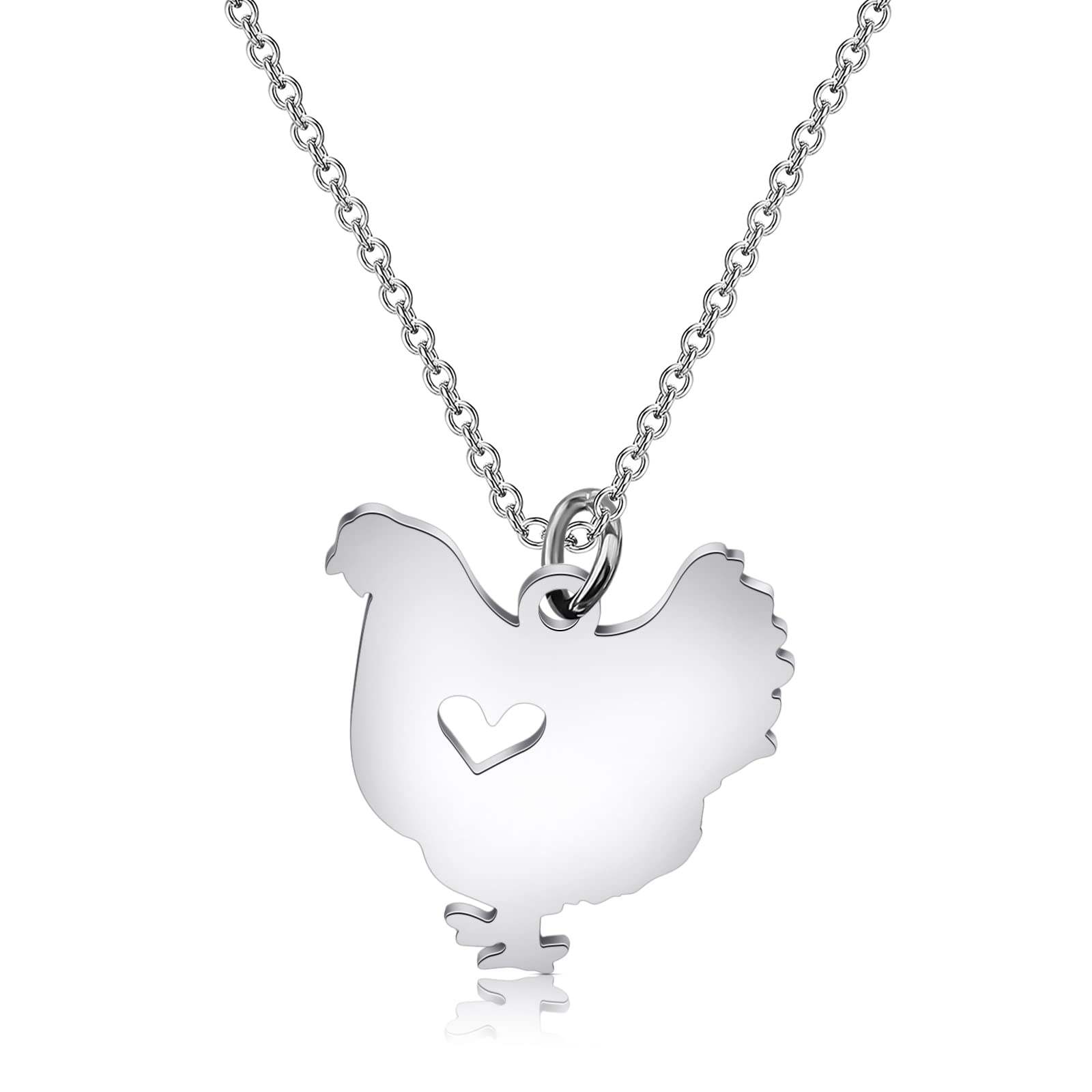 KEYCHIN Funny Chicken Necklace Chicken Lover Gifts Chicken Hen Pendant Jewelry for Chicken Mom Chicken Lady Chicken Owner (Chicken NK-S)