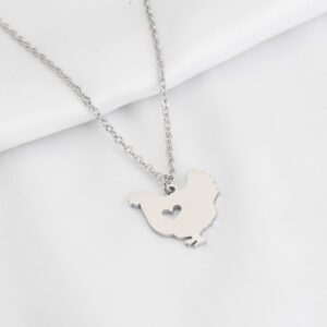 KEYCHIN Funny Chicken Necklace Chicken Lover Gifts Chicken Hen Pendant Jewelry for Chicken Mom Chicken Lady Chicken Owner (Chicken NK-S)