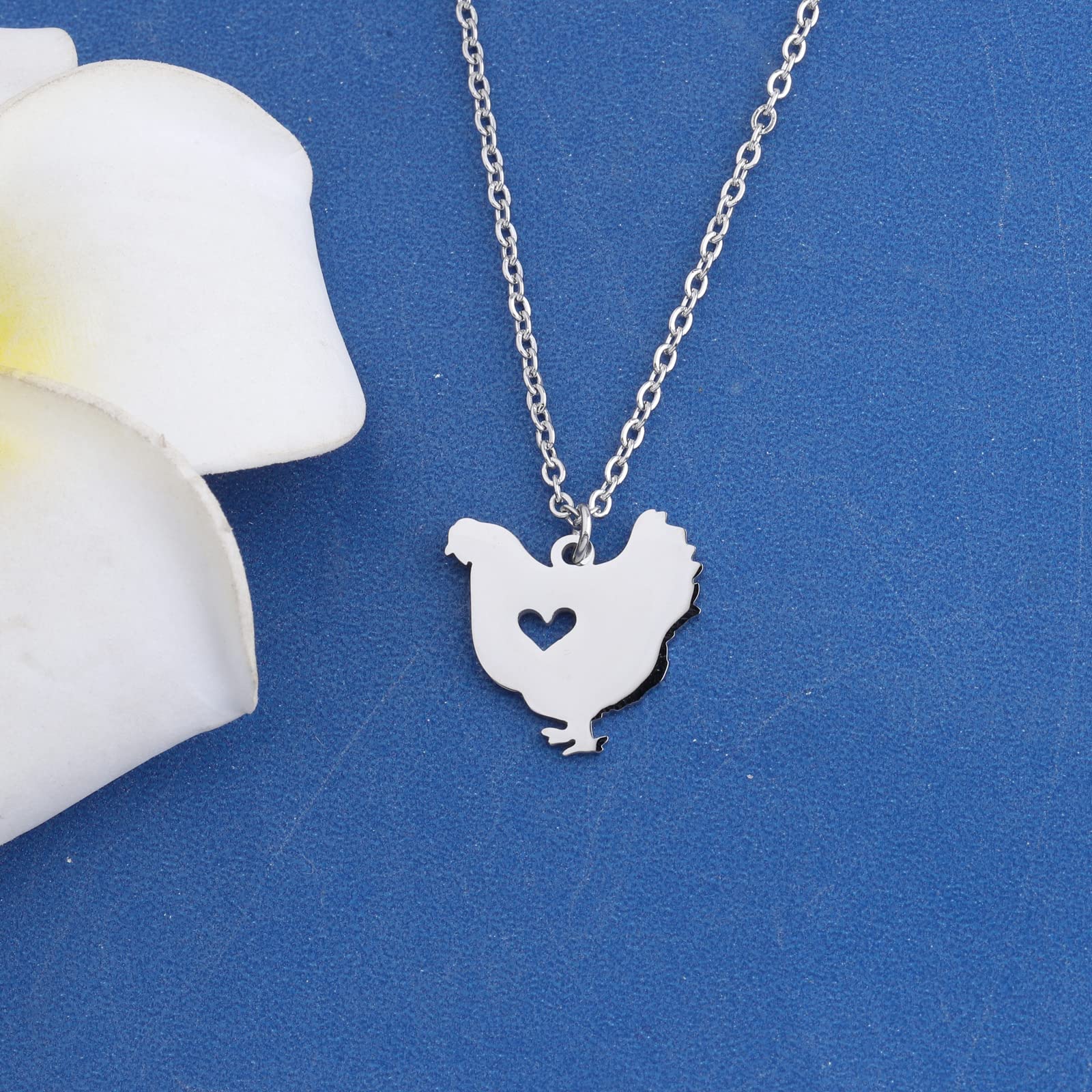 KEYCHIN Funny Chicken Necklace Chicken Lover Gifts Chicken Hen Pendant Jewelry for Chicken Mom Chicken Lady Chicken Owner (Chicken NK-S)