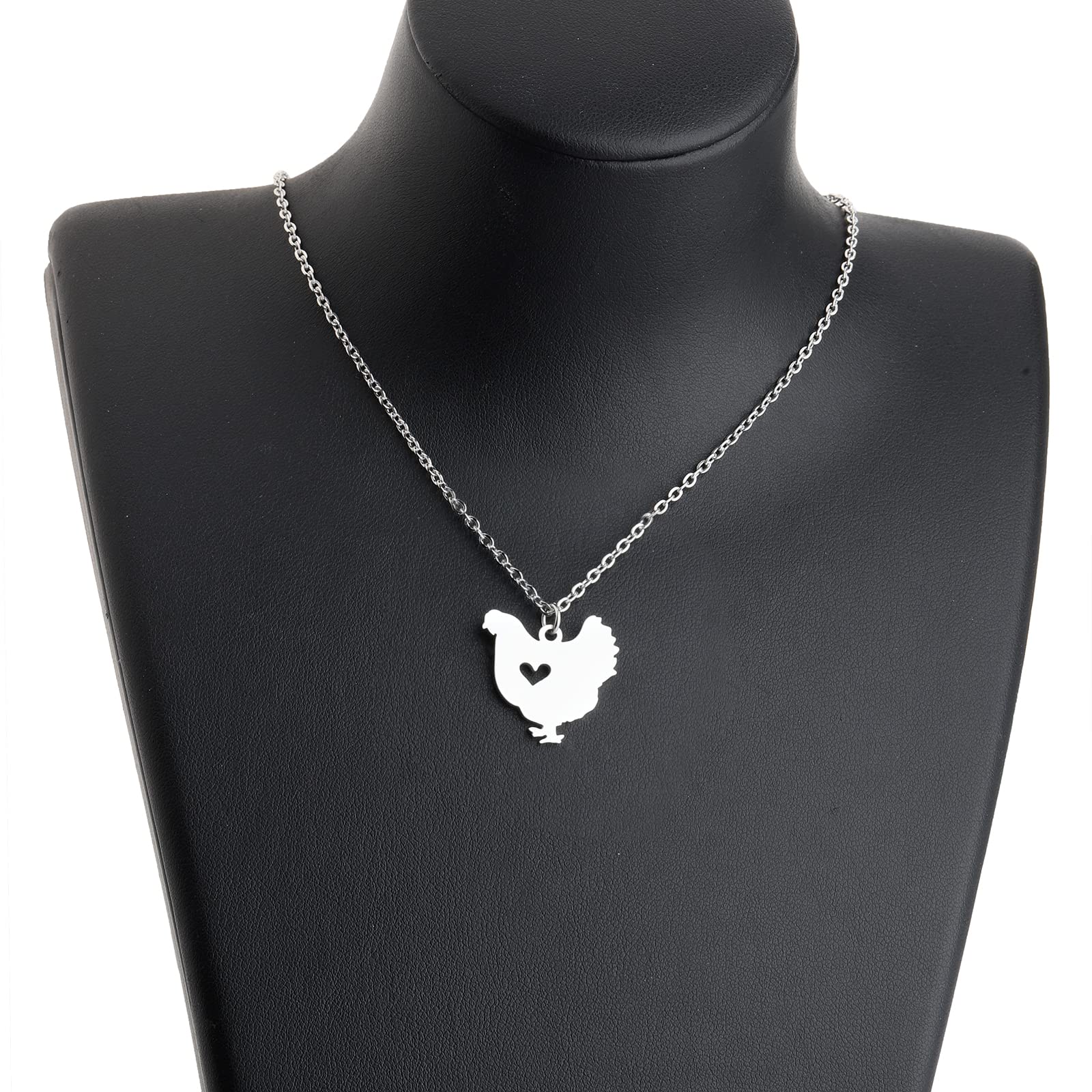 KEYCHIN Funny Chicken Necklace Chicken Lover Gifts Chicken Hen Pendant Jewelry for Chicken Mom Chicken Lady Chicken Owner (Chicken NK-S)