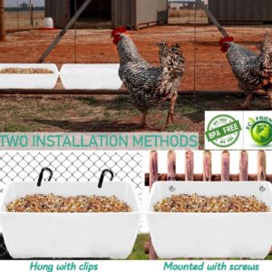 2 Pack Feeder Feed Trough and Waterer Bucket with Clips Chicken Hanging Poultry Feed Trough for Goat Sheep Deer Poultry Duck Chicken