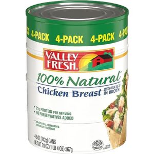 valley fresh 100% natural* chicken breast in water, 5 oz can (4 pack)