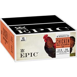 EPIC BBQ Chicken Protein Bar, Keto Consumer Friendly, 12 ct, 1.3oz bars