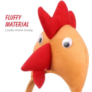 VOSAREA 4pcs Chicken Headband Plush Animal Headbands Rooster Ear Horn Hair Hoop Hen Hair Band Halloween Party Costume Dress-up Party Supplies Random Color