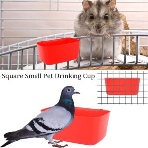 10 Pack Square Cage Cups Birds Feeders,Hanging Bird Chicken Feeder Waterer Cups,Plastic Drinker Quail Cage Waterer,Feeding Bowl for Rabbit Pigeon Parrot Parakeet Gamefowl,Red