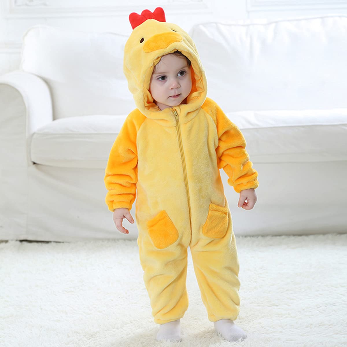 MerryJuly Baby Halloween Costumes For Kids Infant Toddler Boys Girls Animal Onesie Pajamas Costume Cartoon Romper Outfit Chicken 100cm/18-24 Months