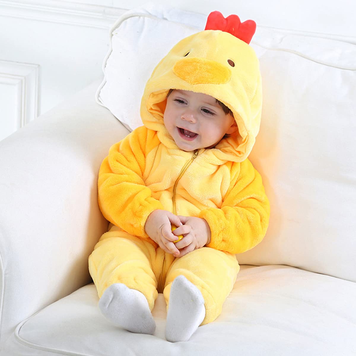 MerryJuly Baby Halloween Costumes For Kids Infant Toddler Boys Girls Animal Onesie Pajamas Costume Cartoon Romper Outfit Chicken 100cm/18-24 Months