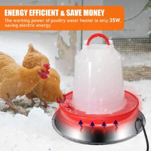 Gsbomzap 12 Inch Chicken Water Heater Base, 5 Gallons Poultry Drinker Heater Base with Thermostat and Power Cord, Automatic Electric Poultry Winter Deicer Heated Base for Plastic/Metal Chicken Waterer