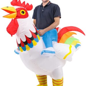 M MH ZONE Inflatable Chicken Costumes for Adult Funny Halloween Costumes Cock Rooster Costume Adult Size Cosplay Costume Suit