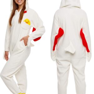 Funziez! Slim Fit Adult Onesie - Animal Halloween Costume - Plush Fruit One Piece Cosplay Suit for Women and Men