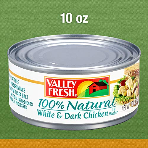 VALLEY FRESH, Chuck Chicken in Water, White & Dark, 10 Ounce (Pack of 12)