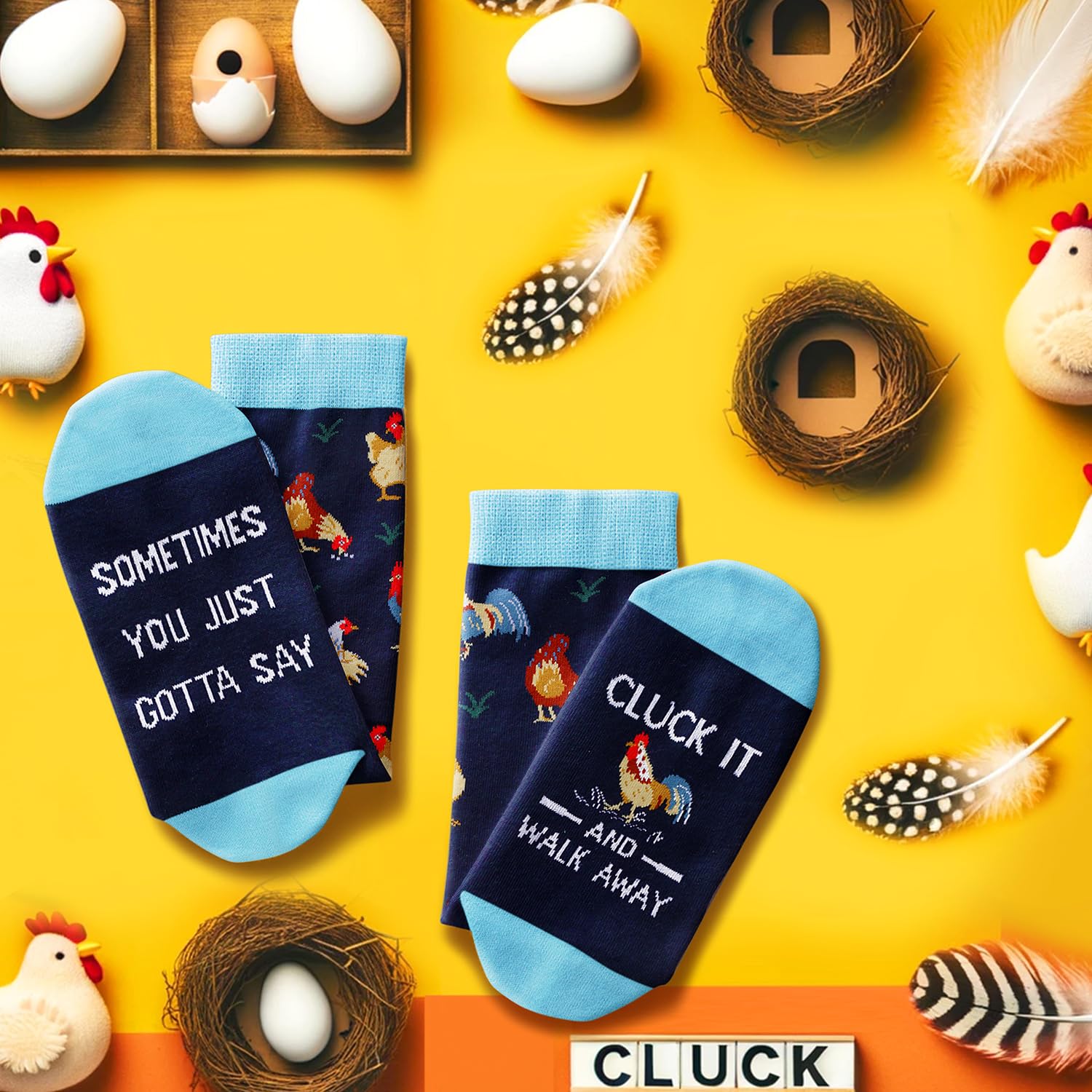 Zmart Chicken Socks Women Rooster Socks With Sayings Farm Animal Socks, Funny Chicken Mom Rooster Lover Gifts Men