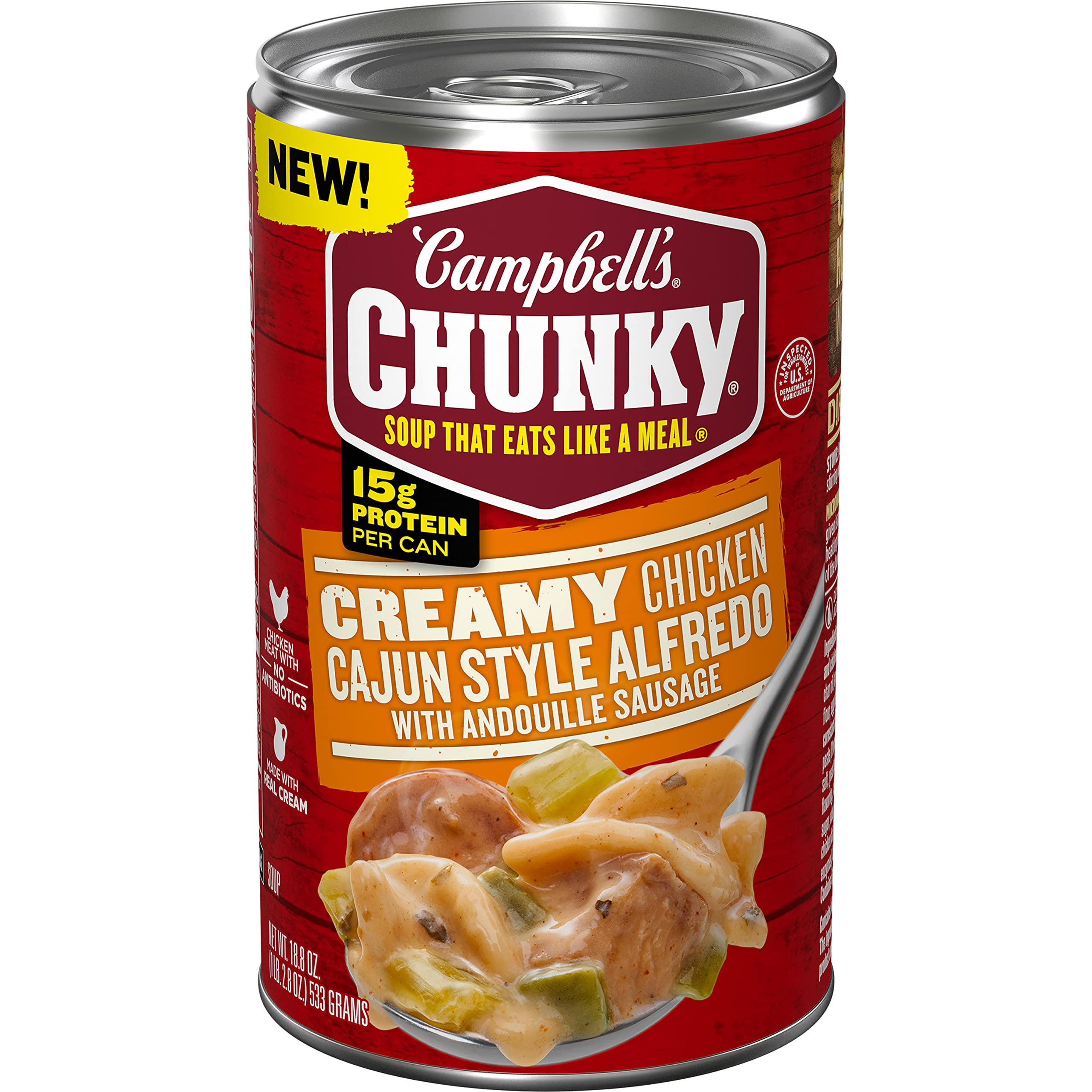 Campbell’s Chunky Soup, Creamy Cajun Chicken Alfredo Soup, 18.8 oz Can