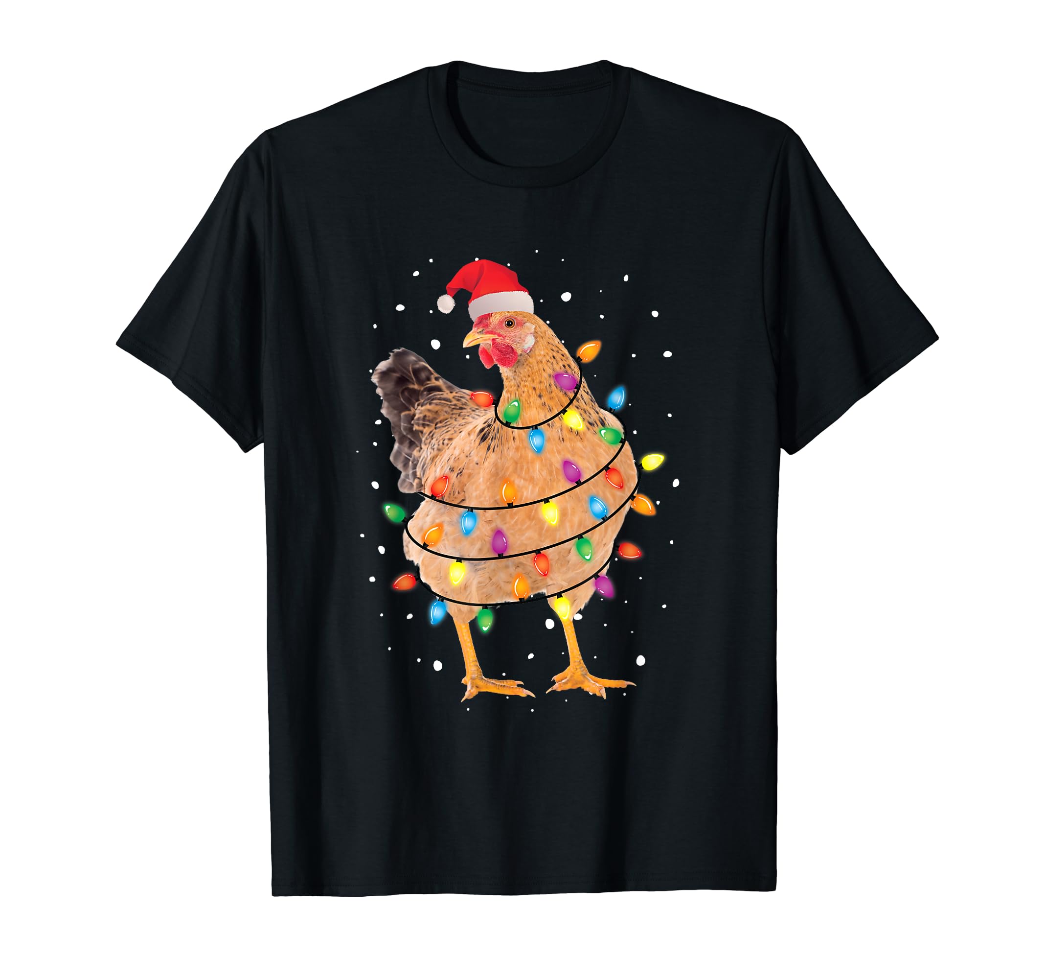 Christmas Lights Chicken Shirt Santa Funny Xmas Tree Chicken T-Shirt