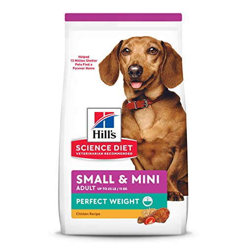 Hill's Science Diet Perfect Weight, Adult 1-6, Small & Mini Breeds Weight Management Support, Dry Dog Food, Chicken Recipe, 12.5 lb Bag