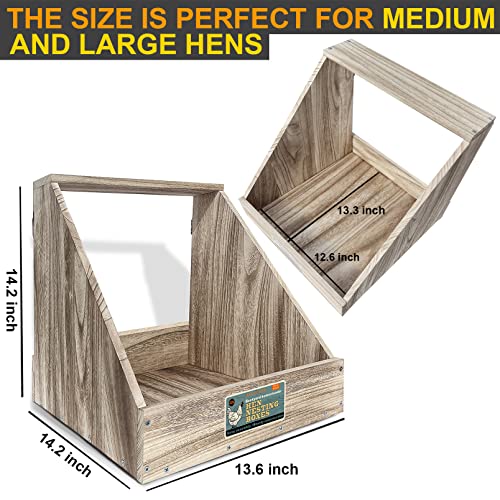 Single Compartment Hens Nesting Box, Chicken Coop Accessories, Wood Nesting Boxes for Up to 5 Hens, Big Duty Laying Nest Box for Duck and Poultry(1 pack)