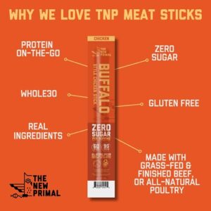 The New Primal Buffalo Chicken Sticks, Keto, Gluten Free Healthy Snacks, Sugar Free Low Carb High Protein, Jerky Meat Stick, 9g Protein, 20 Ct