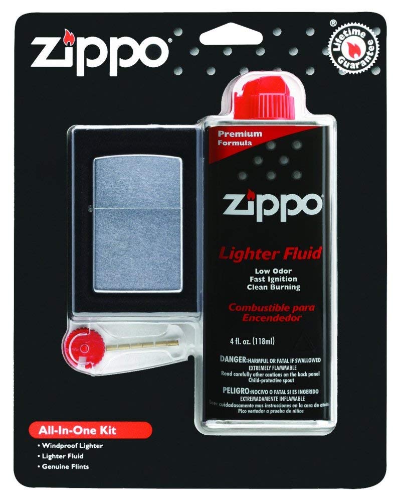 Zippo 24651 All-in-One Kit Silver + Zippo Fuel Street Canister Chrome