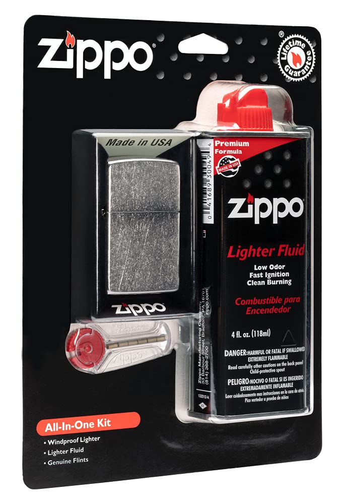 Zippo 24651 All-in-One Kit Silver + Zippo Fuel Street Canister Chrome