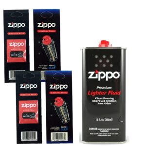 zippo gift set - 12 fl.oz fluid fuel and 2 wick card & 2 flint card (12 flints)