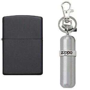 zippo matte lighter, black with fuel canister