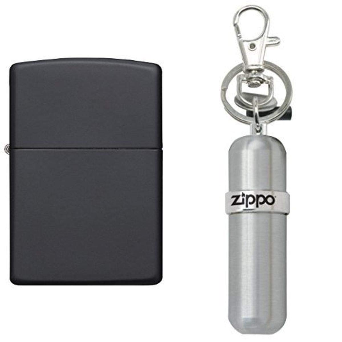 Zippo Matte Lighter, Black with Fuel Canister