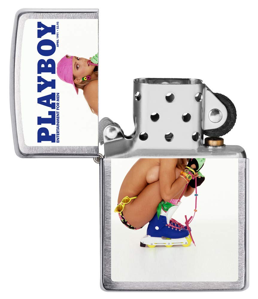 Zippo Playboy Cover April 1991 Brushed Chrome Pocket Lighter, One Size, Model Number: 200-CI017372