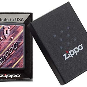 Zippo Lock Design Pocket Lighter, Black Matte Lock, One Size