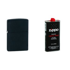 zippo pocket lighter, black matte with 12 oz lighter fluid