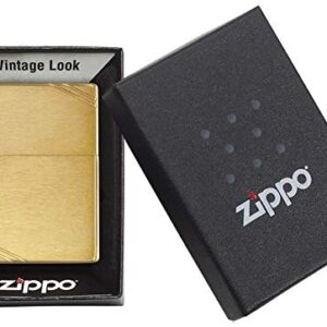 Zippo Vintage Brushed Brass with Slashes Pocket Lighter