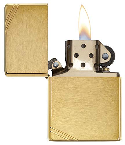 Zippo Vintage Brushed Brass with Slashes Pocket Lighter