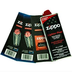 zippo gift set - 4 oz lighter fluid 1 wick card & 2 flint card (12 flints)