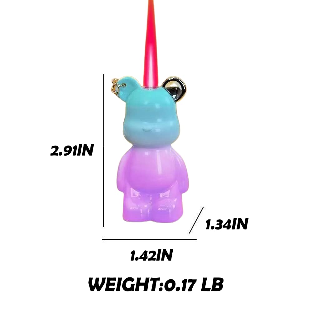 SIMBAE Cute Accessories, Bear Acrylic Metal Cool Keychains Lighter, Pink Torch Lighters Butane Refillable, Unique Gifts for Men Birthday Candles (No Gas) (blx-lanzi)