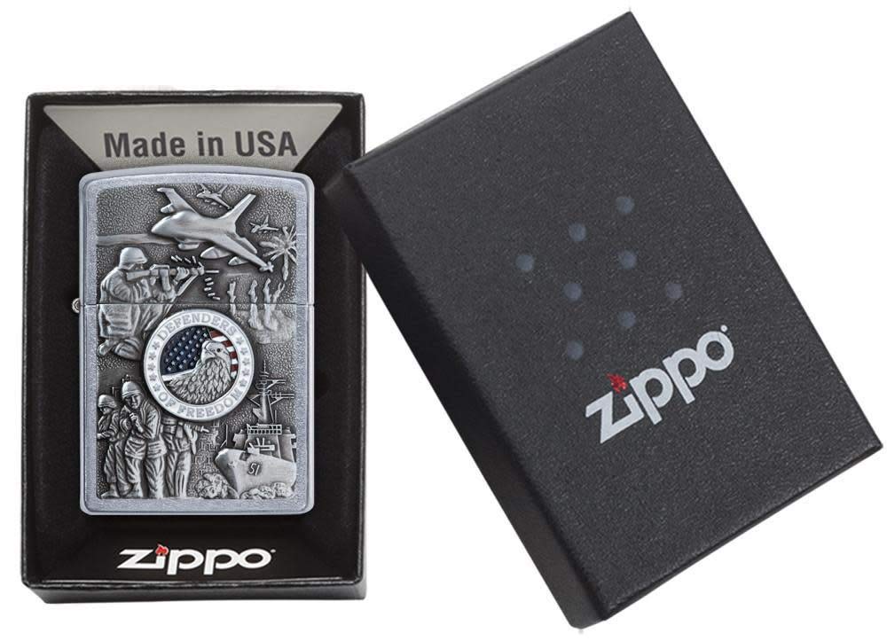 Zippo Defenders of Freedom Emblem Street Chrome Pocket Lighter