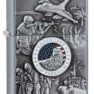 Zippo Defenders of Freedom Emblem Street Chrome Pocket Lighter