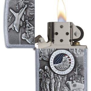 Zippo Defenders of Freedom Emblem Street Chrome Pocket Lighter