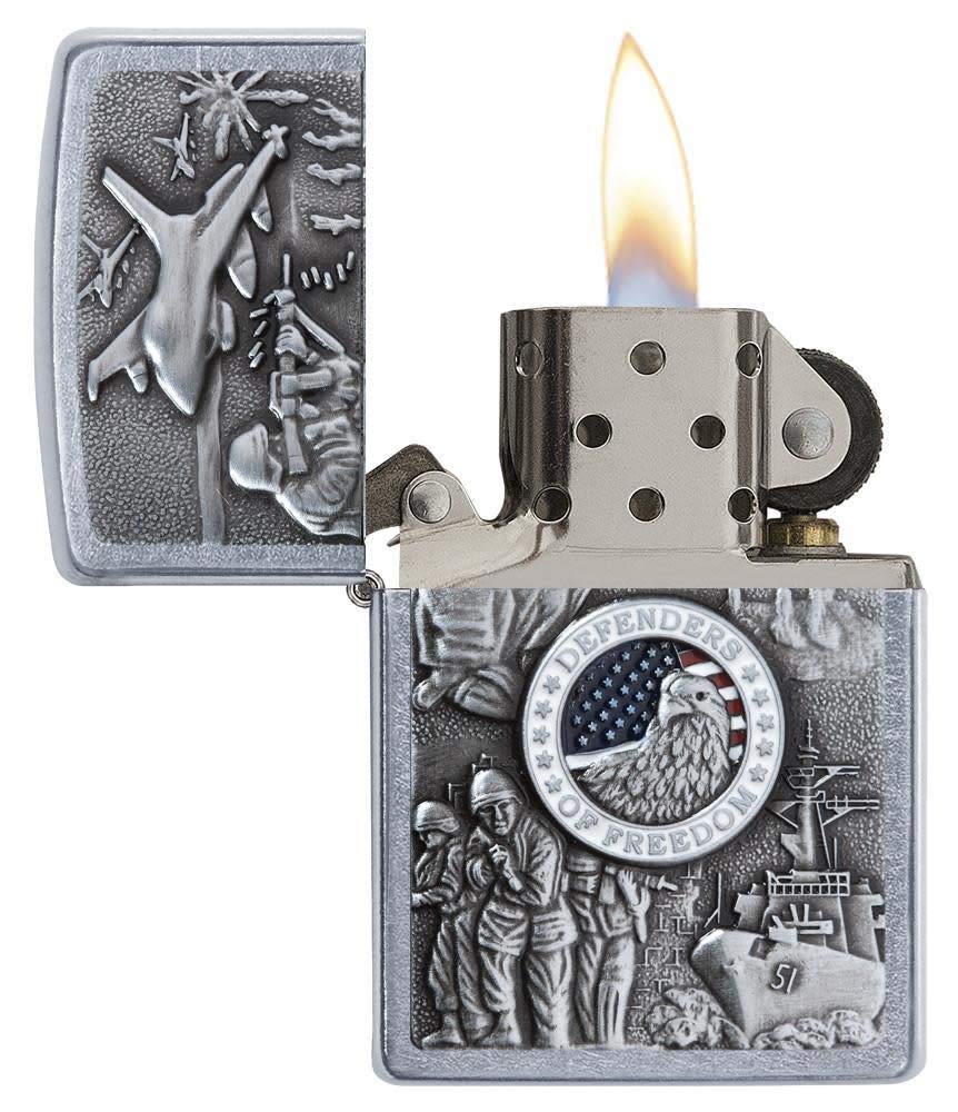 Zippo Defenders of Freedom Emblem Street Chrome Pocket Lighter