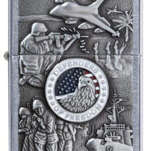 Zippo Defenders of Freedom Emblem Street Chrome Pocket Lighter