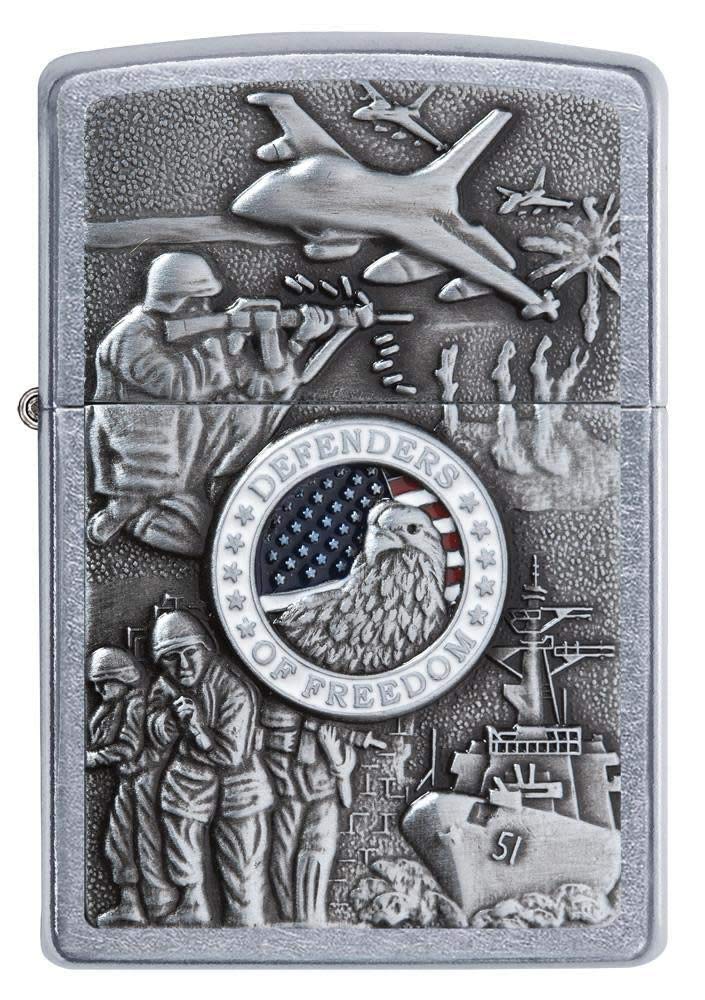 Zippo Defenders of Freedom Emblem Street Chrome Pocket Lighter