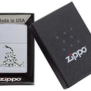 Zippo Don't Tread on Me Satin Chrome Pocket Lighter