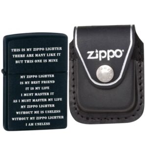 zippo 24710 classic black matte zpp creed windproof pocket lighter with zippo black leather clip pouch