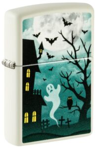 zippo spooky design glow in the dark green pocket lighter