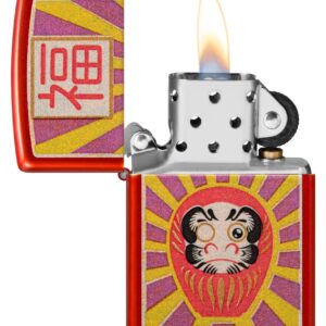 Zippo Daruma Design Metallic Red Pocket Lighter