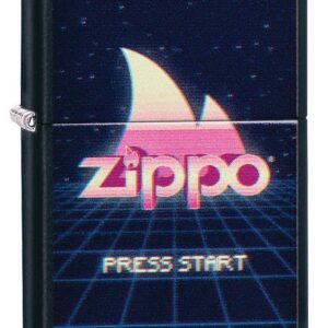 Zippo Gaming Flame Logo Design Black Matte Pocket Lighter