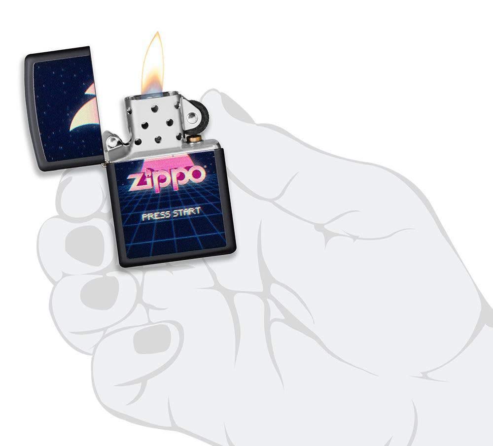 Zippo Gaming Flame Logo Design Black Matte Pocket Lighter