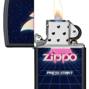 Zippo Gaming Flame Logo Design Black Matte Pocket Lighter