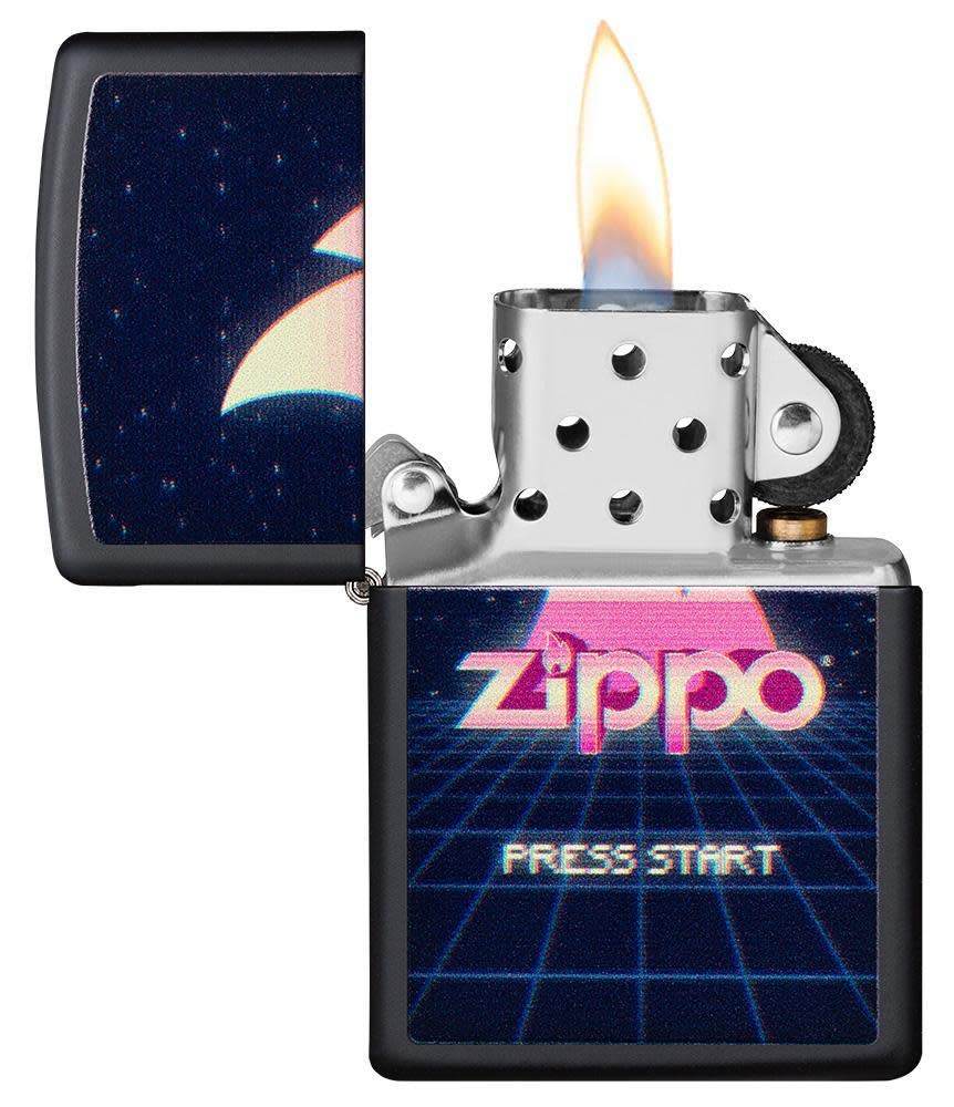 Zippo Gaming Flame Logo Design Black Matte Pocket Lighter