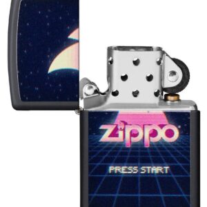 Zippo Gaming Flame Logo Design Black Matte Pocket Lighter